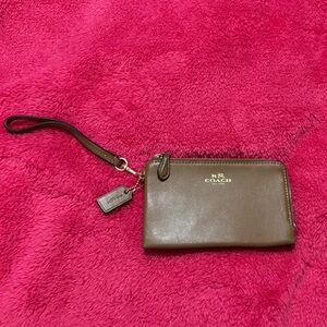 Coach Khaki Wristlet with Strap - Used